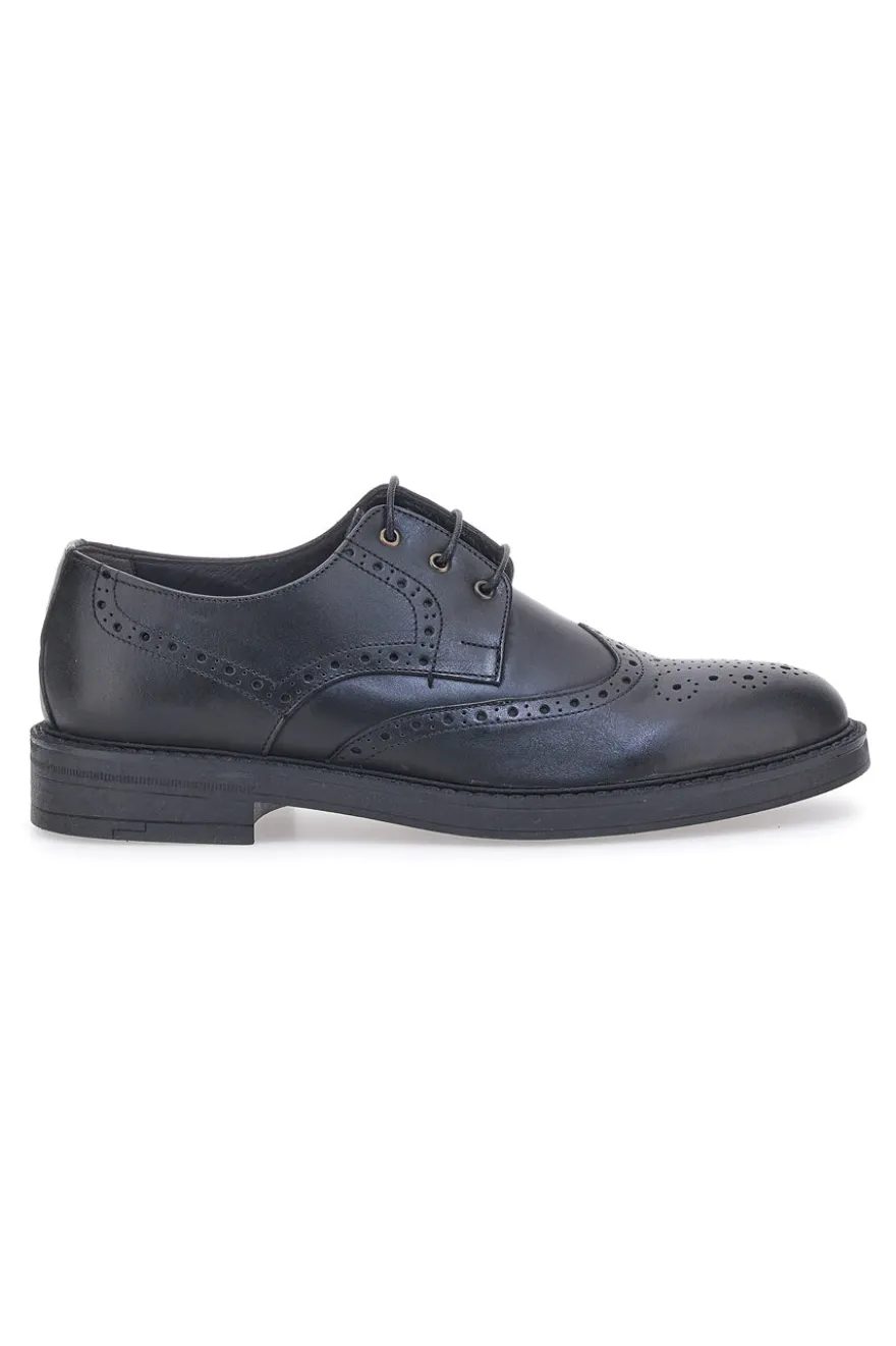 Scarpe Stringate Vera Pelle Nere Longford 595