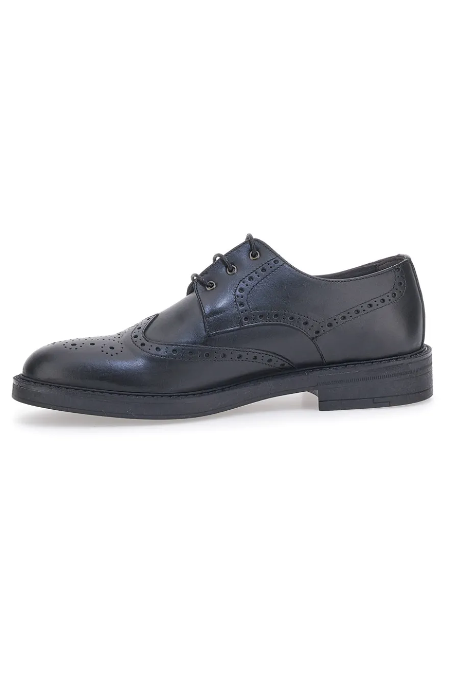 Scarpe Stringate Vera Pelle Nere Longford 595