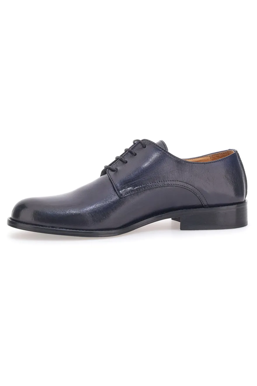 Scarpe Stringate Vera Pelle Blu Pittarello Plus 623