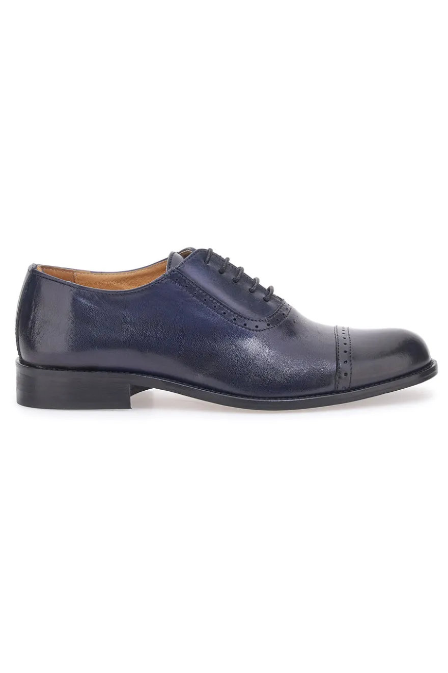 Scarpe Stringate Vera Pelle Blu Pittarello Plus 021