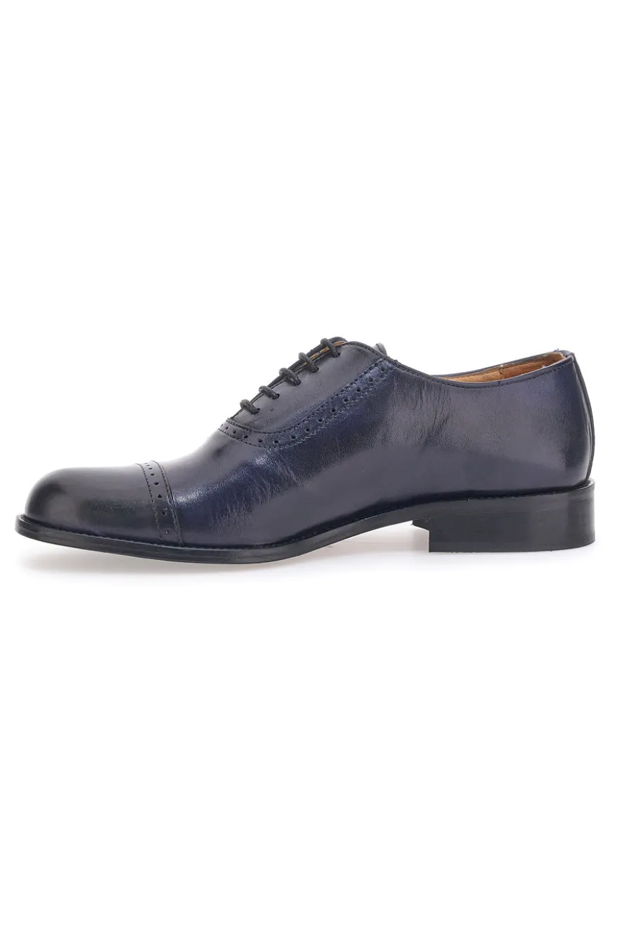 Scarpe Stringate Vera Pelle Blu Pittarello Plus 021