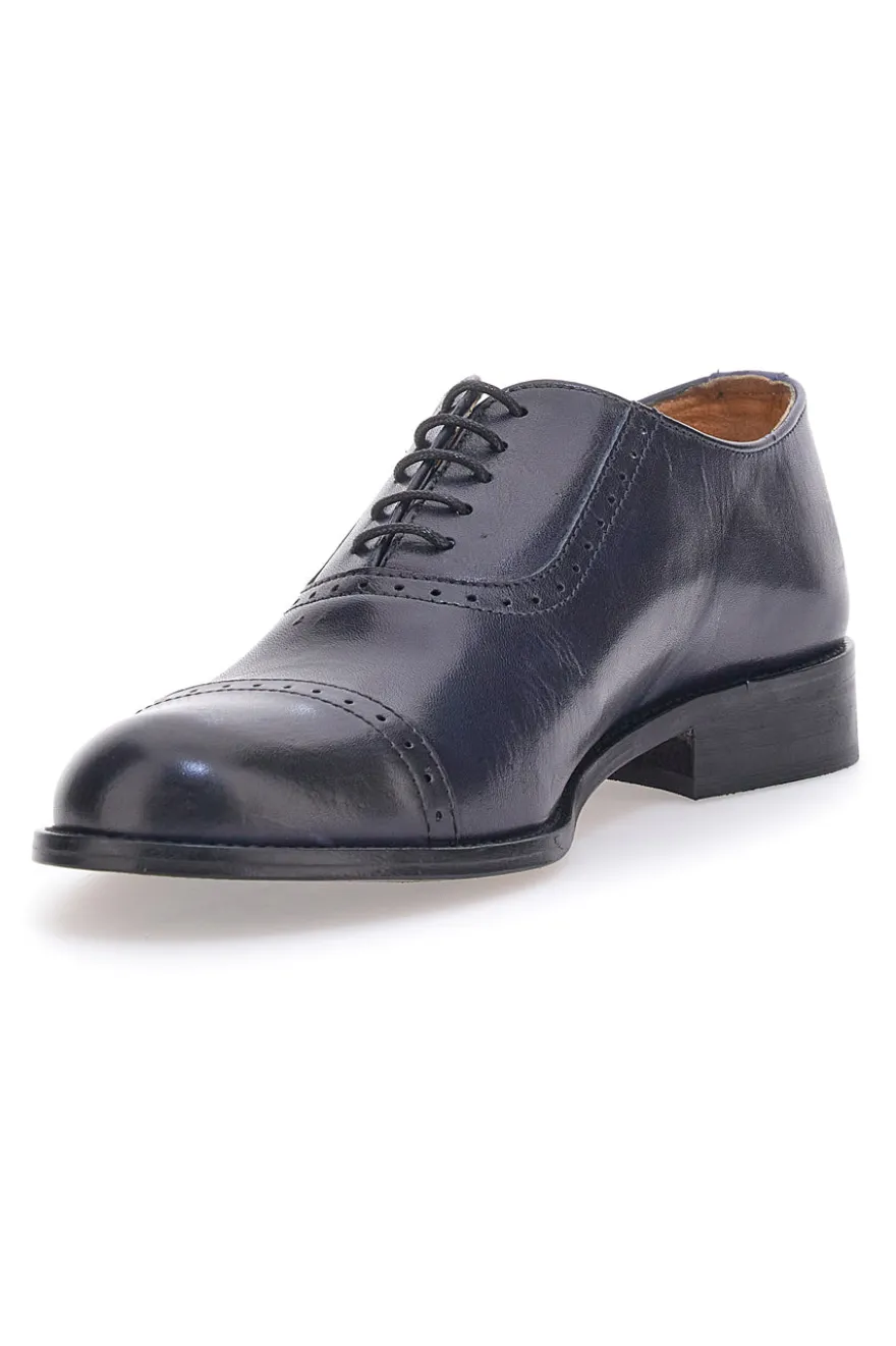 Scarpe Stringate Vera Pelle Blu Pittarello Plus 021