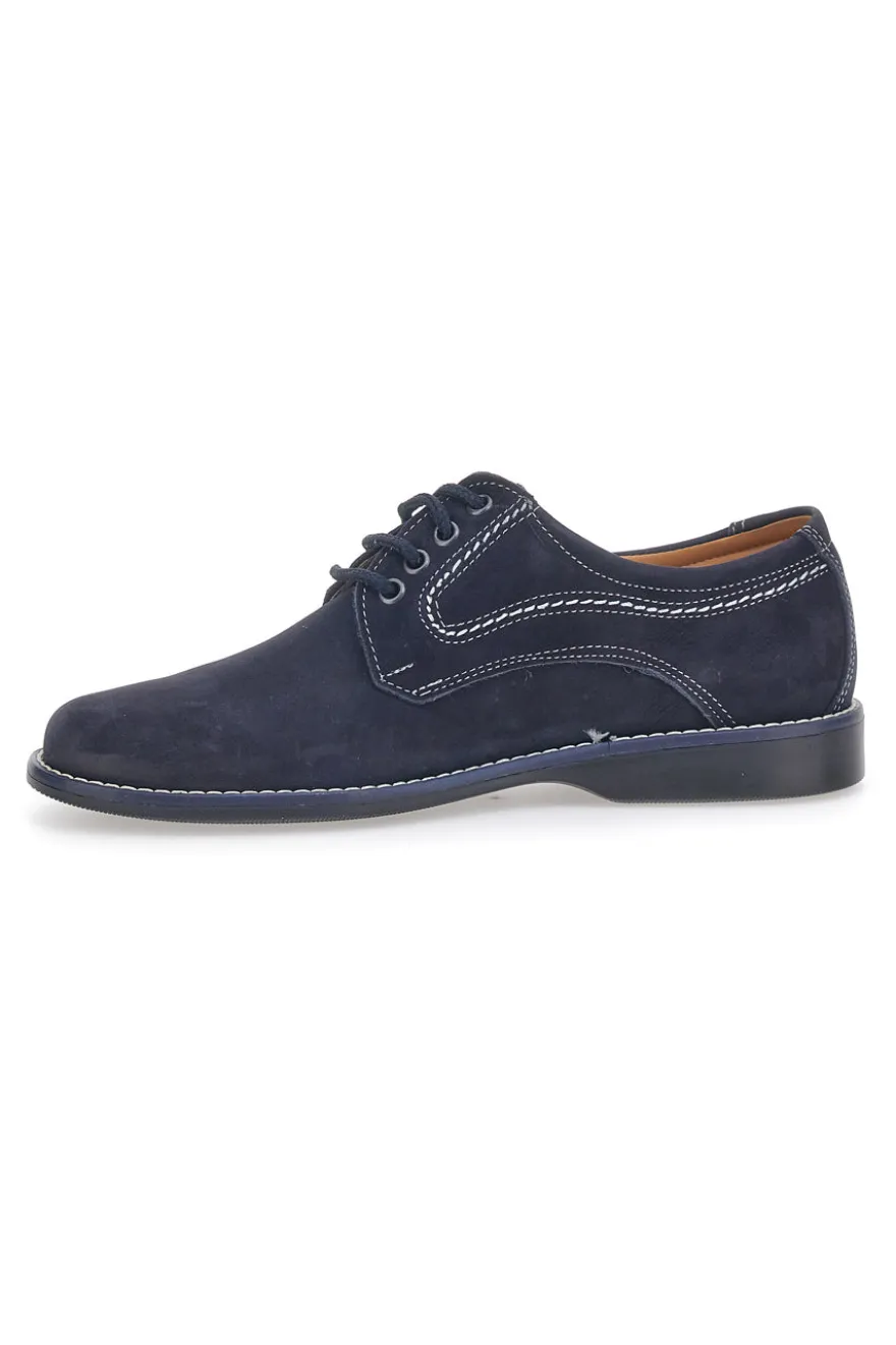 Scarpe Stringate Vera Pelle Blu Longford 1