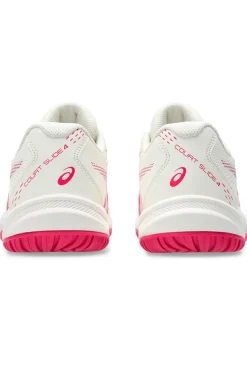 Scarpe Tennis Padel bianche con dettagli rosa leggere e traspiranti Asics COURT SLIDE 4