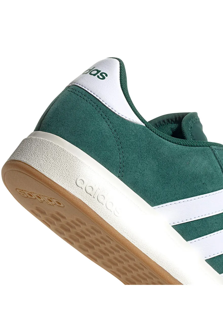 Scarpe verde bosco in pelle con strisce bianche Adidas Grand Court Base 00s