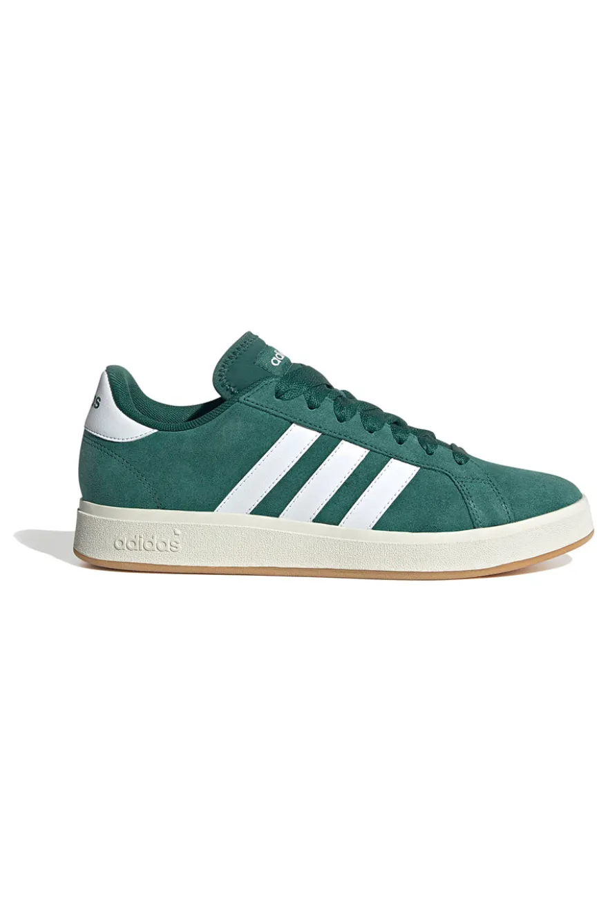 Scarpe verde bosco in pelle con strisce bianche Adidas Grand Court Base 00s