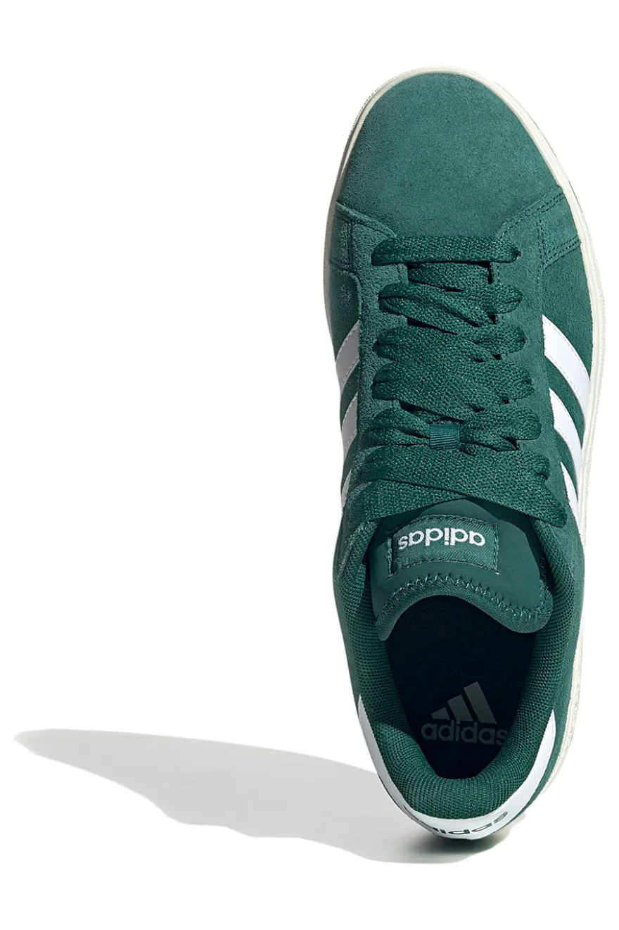 Scarpe verde bosco in pelle con strisce bianche Adidas Grand Court Base 00s