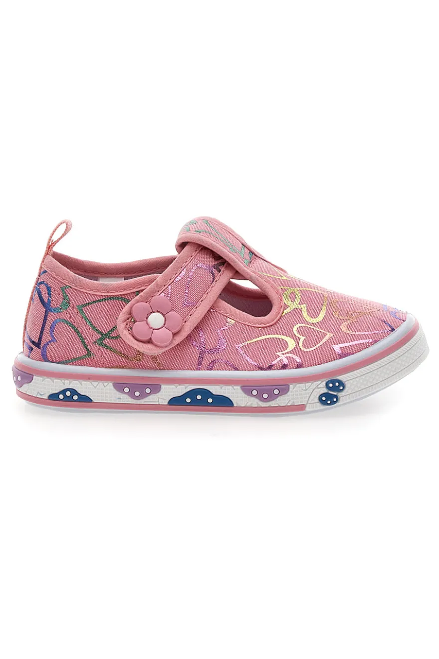 Scarpine rosa con cuori glitter Pitt kids PK2297A
