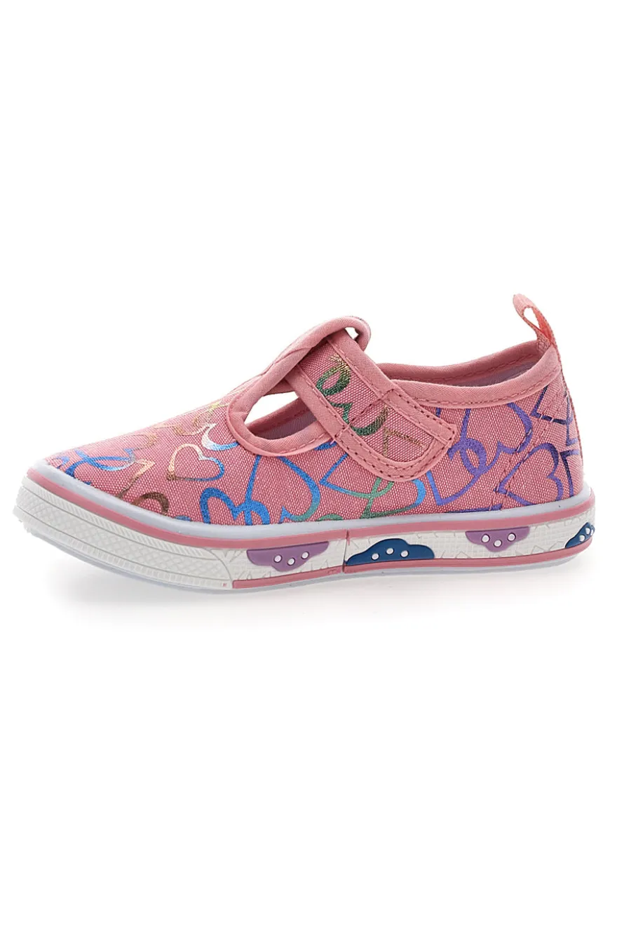 Scarpine rosa con cuori glitter Pitt kids PK2297A