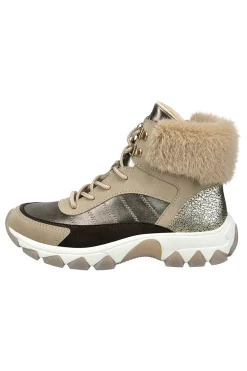 Scarponcini beige con dettagli metallici e pelliccia Bagatt D31952365555