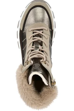 Scarponcini beige con dettagli metallici e pelliccia Bagatt D31952365555