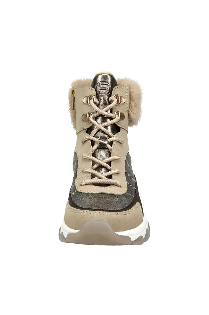 Scarponcini beige con dettagli metallici e pelliccia Bagatt D31952365555