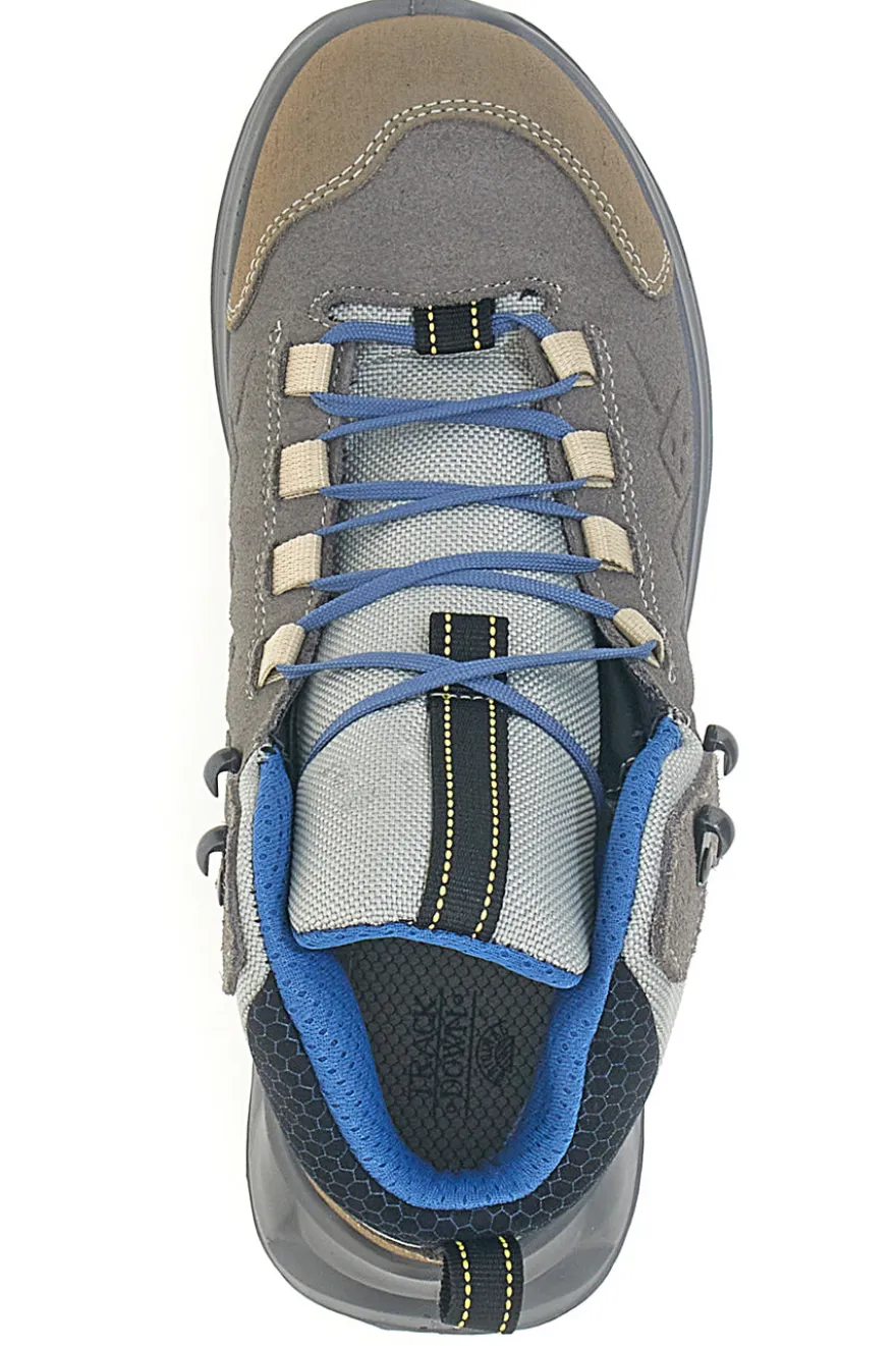Scarponcini da trekking grigi waterproof con dettagli blu Track down 15503S48T