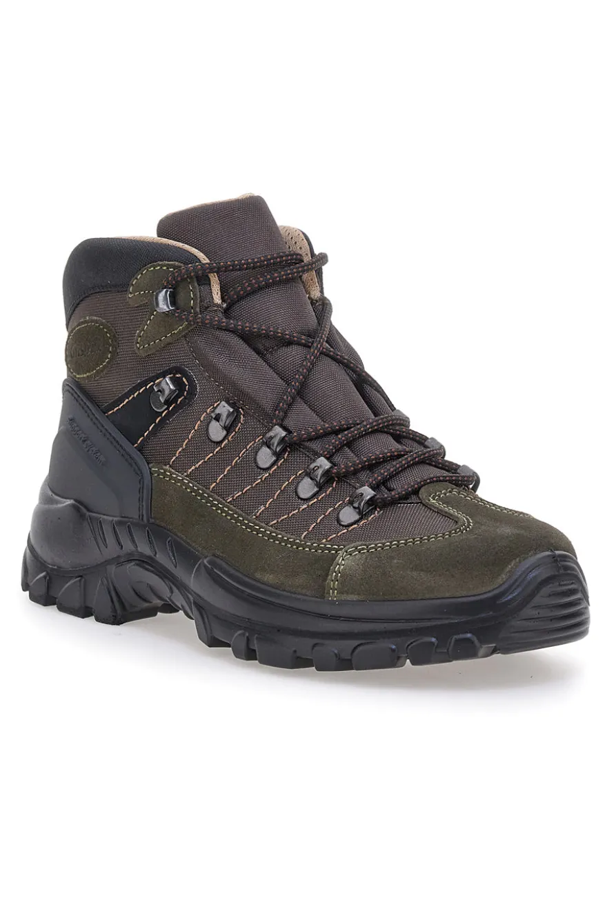 Scarponcini da trekking verde militare con suola carrarmato Track down 13342S36