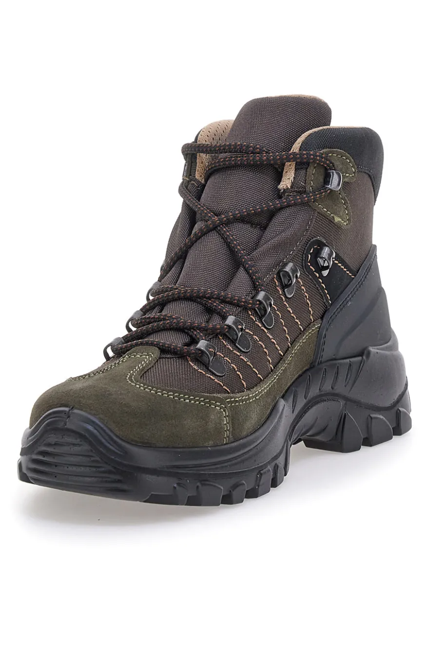 Scarponcini da trekking verde militare con suola carrarmato Track down 13342S36