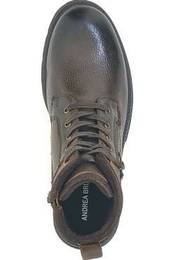 Scarponcini marroni con zip laterale e lacci Andrea Bruni 72061BOLT