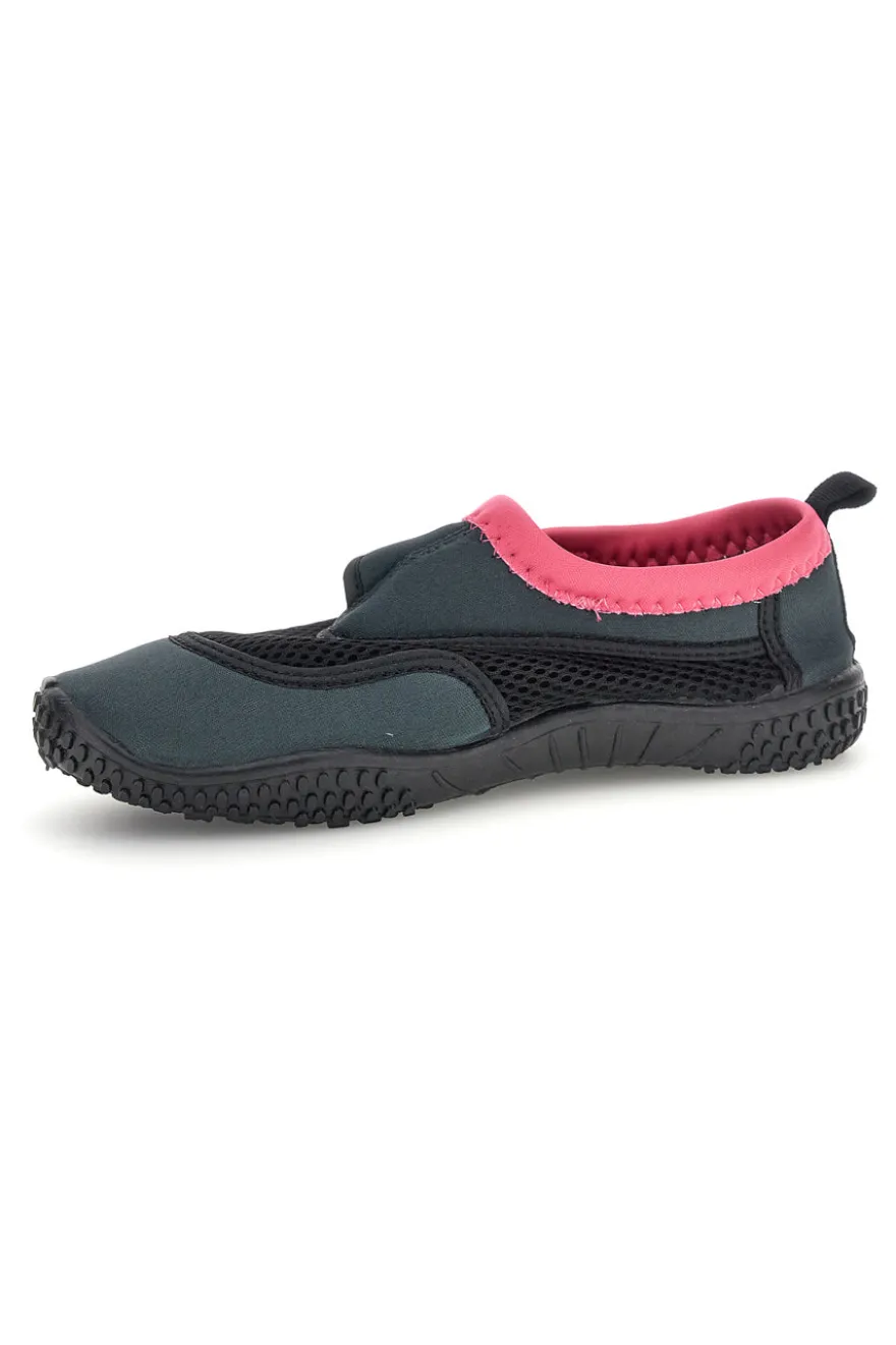 Schwarz und rosa Arena Wasserschuhe mit verstellbarem Verschluss