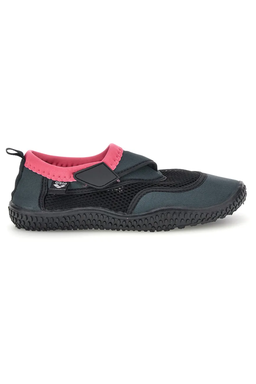 Schwarz und rosa Arena Wasserschuhe mit verstellbarem Verschluss
