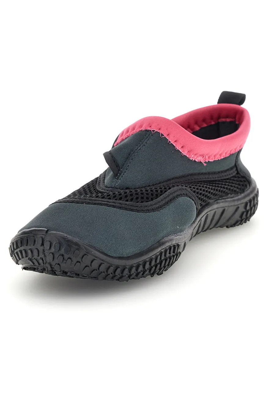 Schwarz und rosa Arena Wasserschuhe mit verstellbarem Verschluss