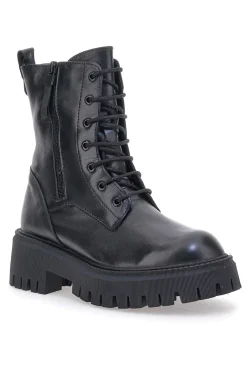 Schwarze Amphibien aus echtem Leder Black Shoot 20605
