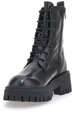 Schwarze Amphibien aus echtem Leder Black Shoot 20605