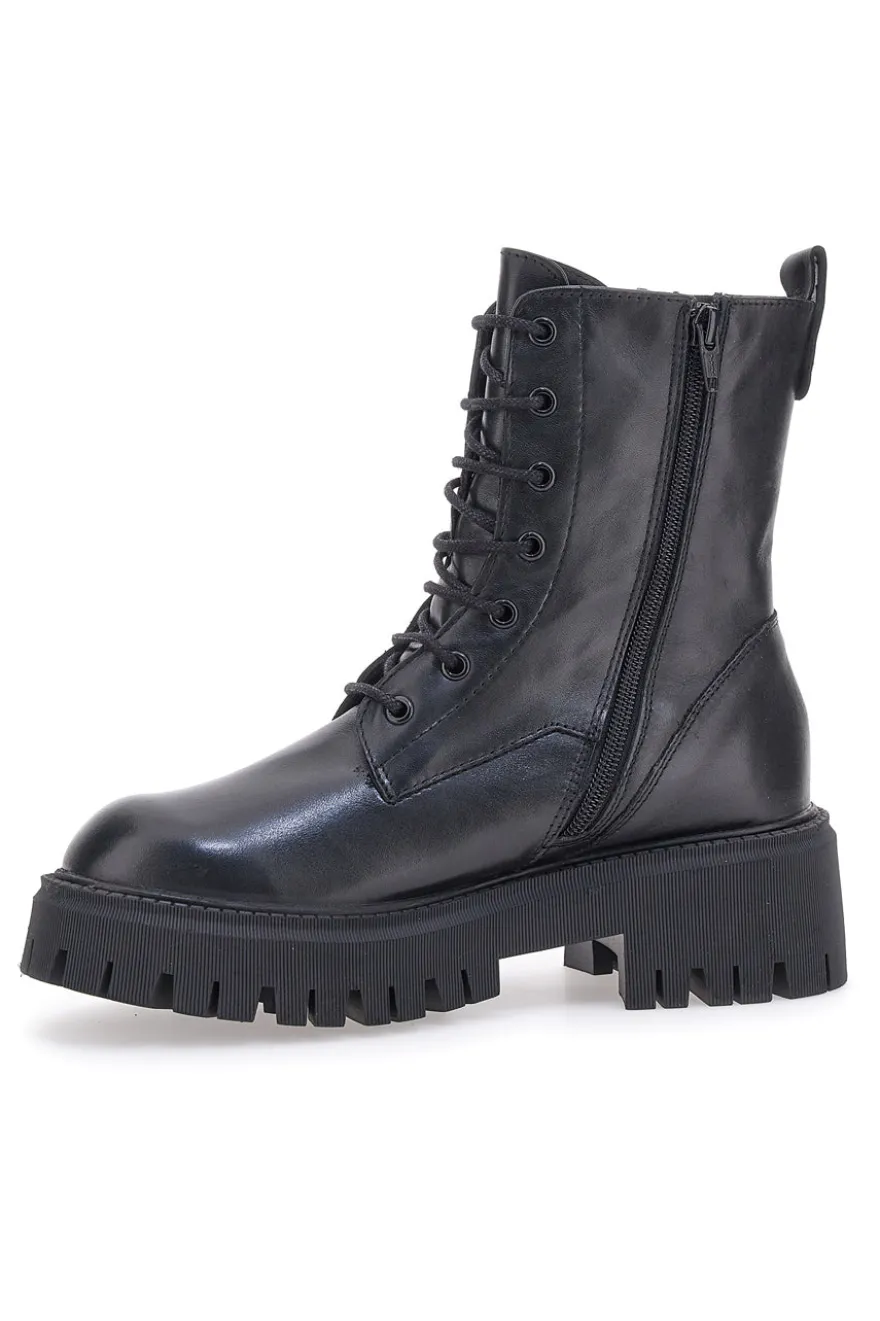 Schwarze Amphibien aus echtem Leder Black Shoot 20605