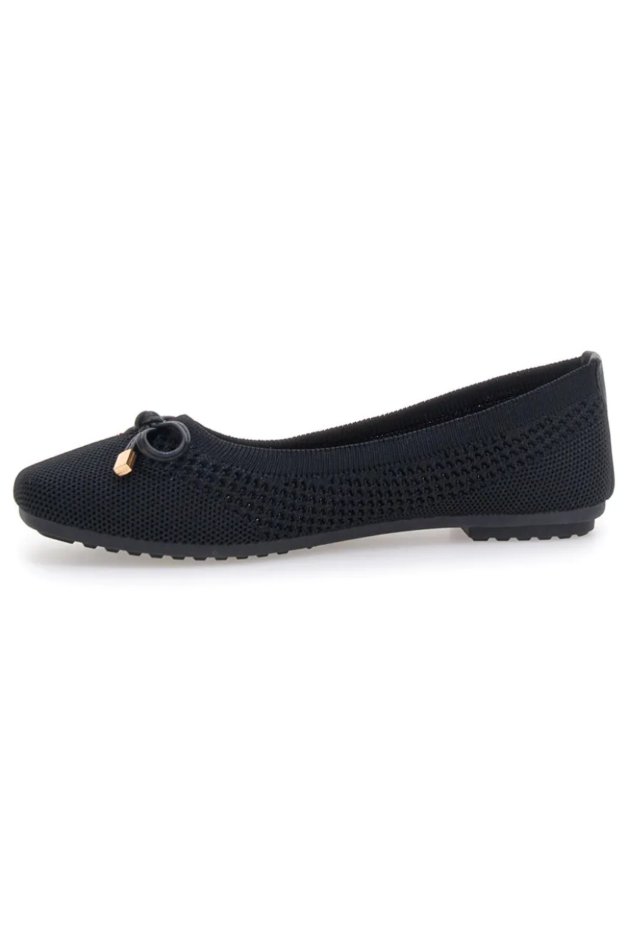 Schwarze Ballerinas aus Stoff mit weicher Innensohle The First PRE3