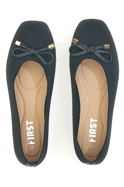 Schwarze Ballerinas aus Stoff mit weicher Innensohle The First PRE3