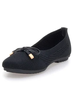 Schwarze Ballerinas aus Stoff mit weicher Innensohle The First PRE3