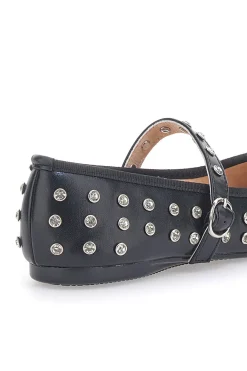 Schwarze Ballerinas mit Nieten und Riemen LE HAVRE PARIS PL25801
