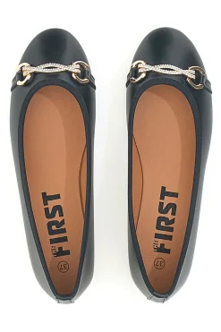 Schwarze Ballerinas mit Zierkette The First IDE172