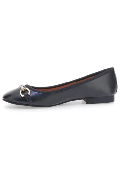 Schwarze Ballerinas mit Zierkette The First IDE172