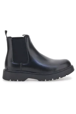 Schwarze Beatles-Stiefeletten mit seitlichem elastischem Baumwollgürtel CBM421P89