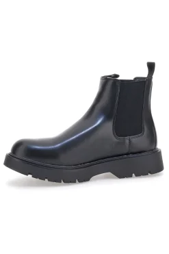Schwarze Beatles-Stiefeletten mit seitlichem elastischem Baumwollgürtel CBM421P89