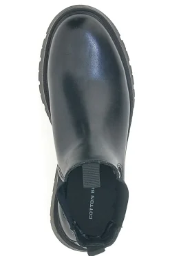 Schwarze Beatles-Stiefeletten mit seitlichem elastischem Baumwollgürtel CBM421P89