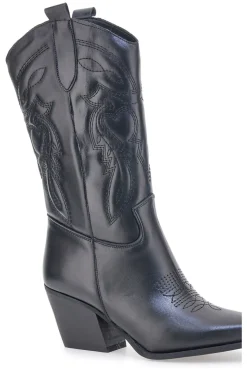 Schwarze bestickte texanische Lederstiefeletten Pittarello love TEX901RN