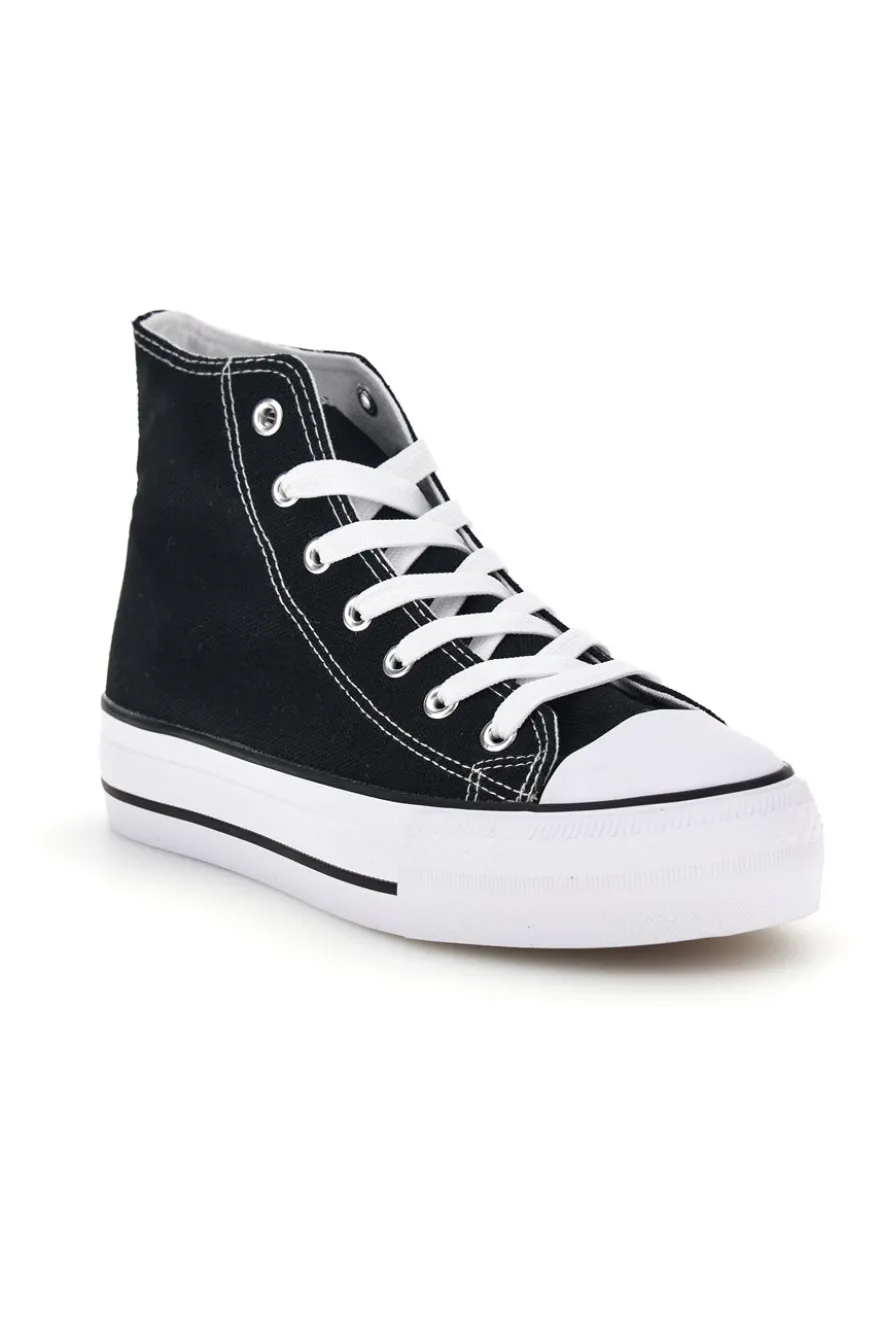Schwarze Canvas Schnürschuhe 2t2l 8012