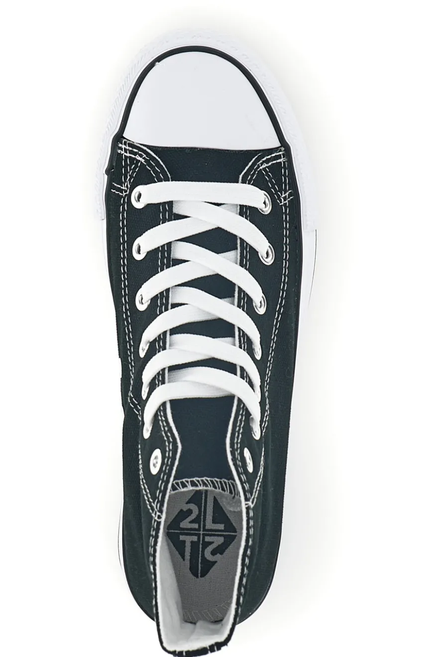 Schwarze Canvas Schnürschuhe 2t2l 8012
