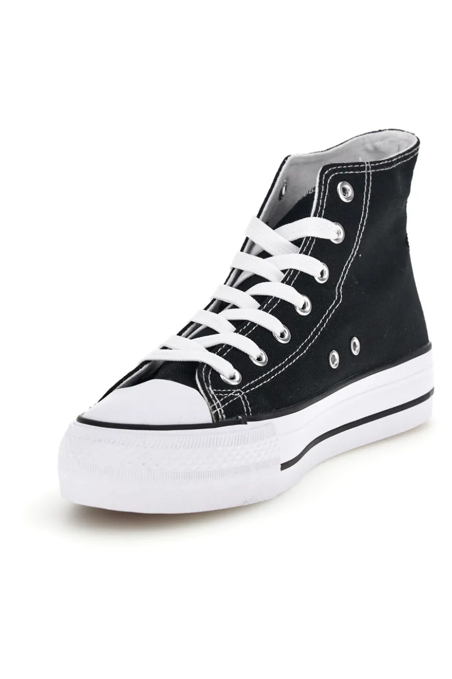 Schwarze Canvas Schnürschuhe 2t2l 8012