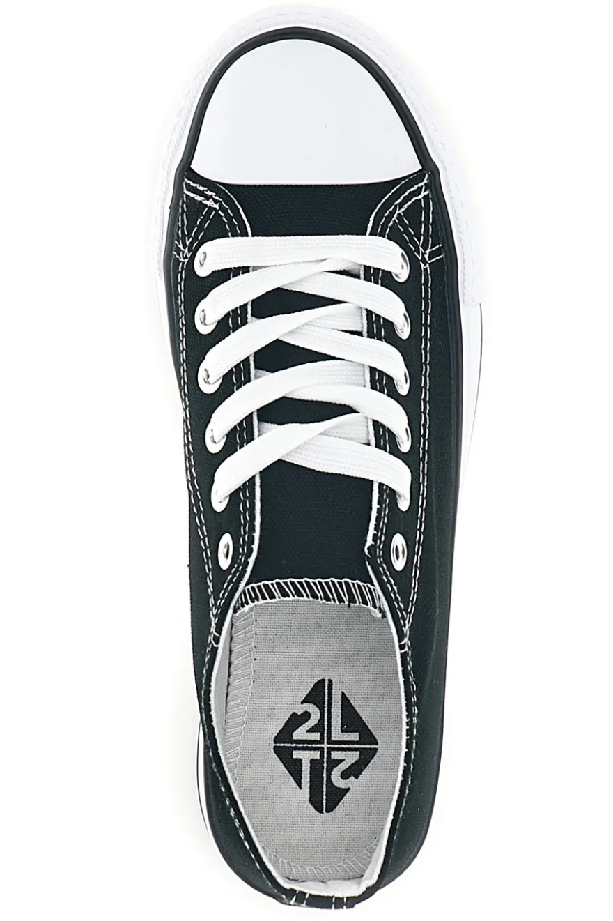 Schwarze Canvas Schnürschuhe 2t2l 8011