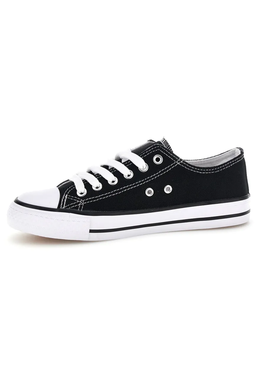 Schwarze Canvas Schnürschuhe 2t2l 8011