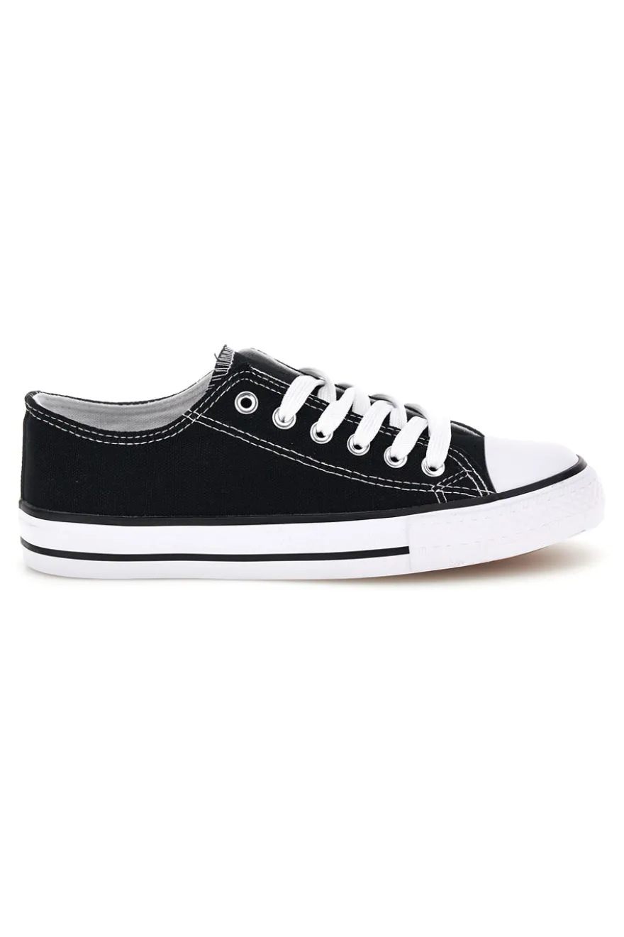 Schwarze Canvas Schnürschuhe 2t2l 8011