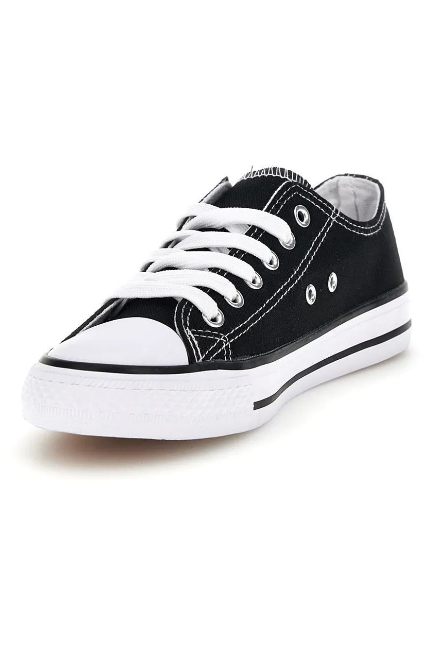 Schwarze Canvas Schnürschuhe 2t2l 8011