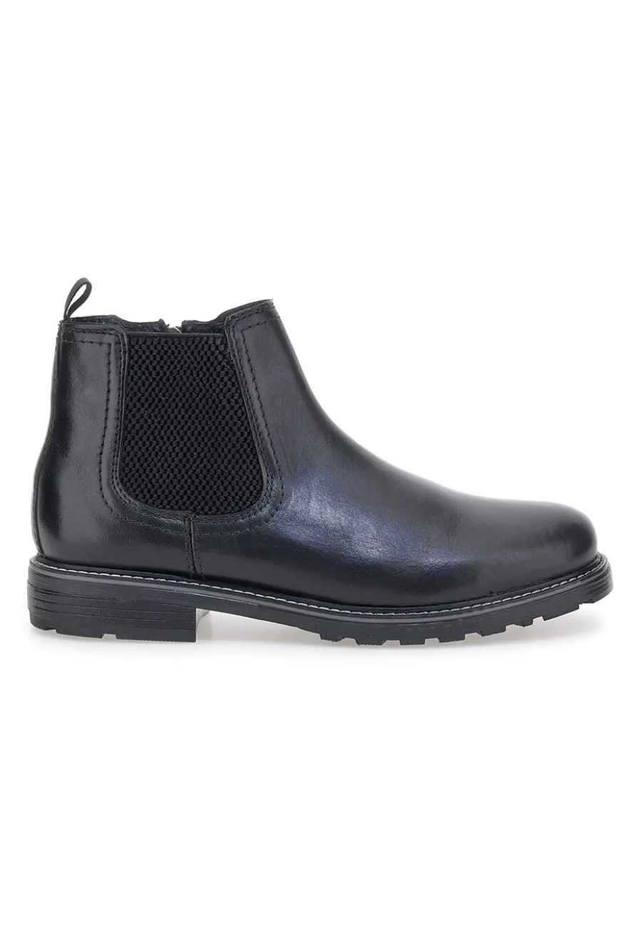 Schwarze Chelsea-Boots mit Reißverschluss und elastischen Einsätzen, Andrea Bruni LK02