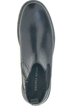 Schwarze Chelsea-Boots mit Reißverschluss und elastischen Einsätzen, Andrea Bruni LK02