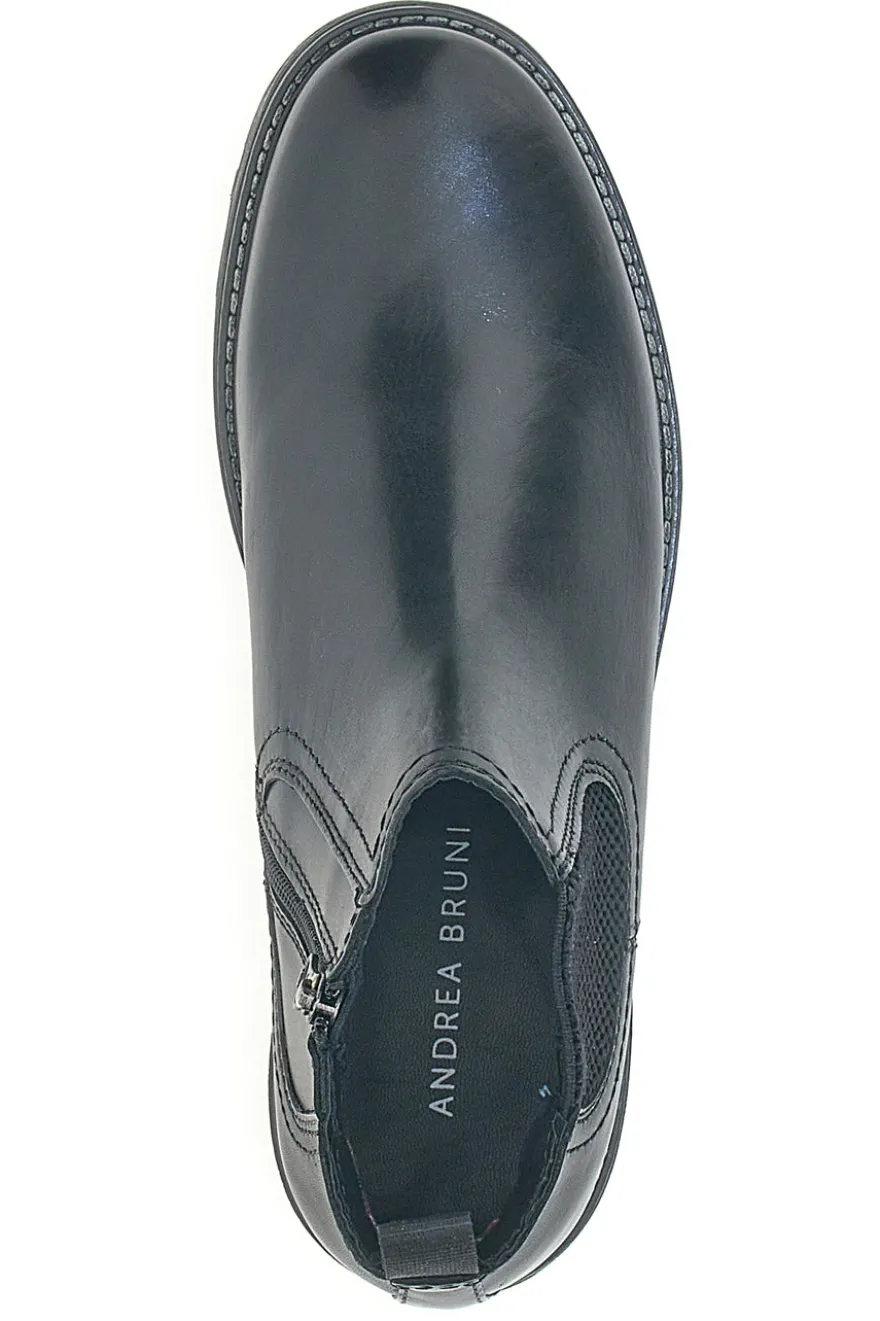 Schwarze Chelsea-Boots mit Reißverschluss und elastischen Einsätzen, Andrea Bruni LK02