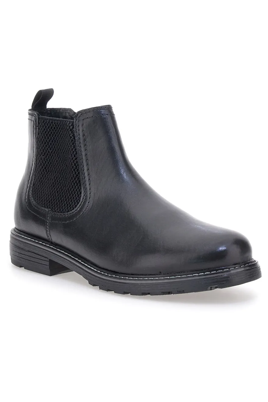 Schwarze Chelsea-Boots mit Reißverschluss und elastischen Einsätzen, Andrea Bruni LK02