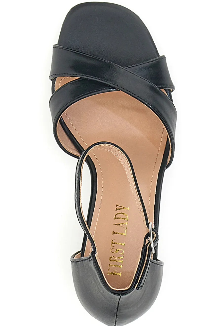Schwarze First Lady-Sandalen mit Absatz 410