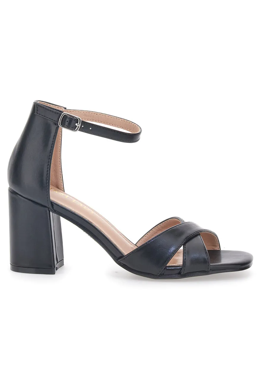 Schwarze First Lady-Sandalen mit Absatz 410