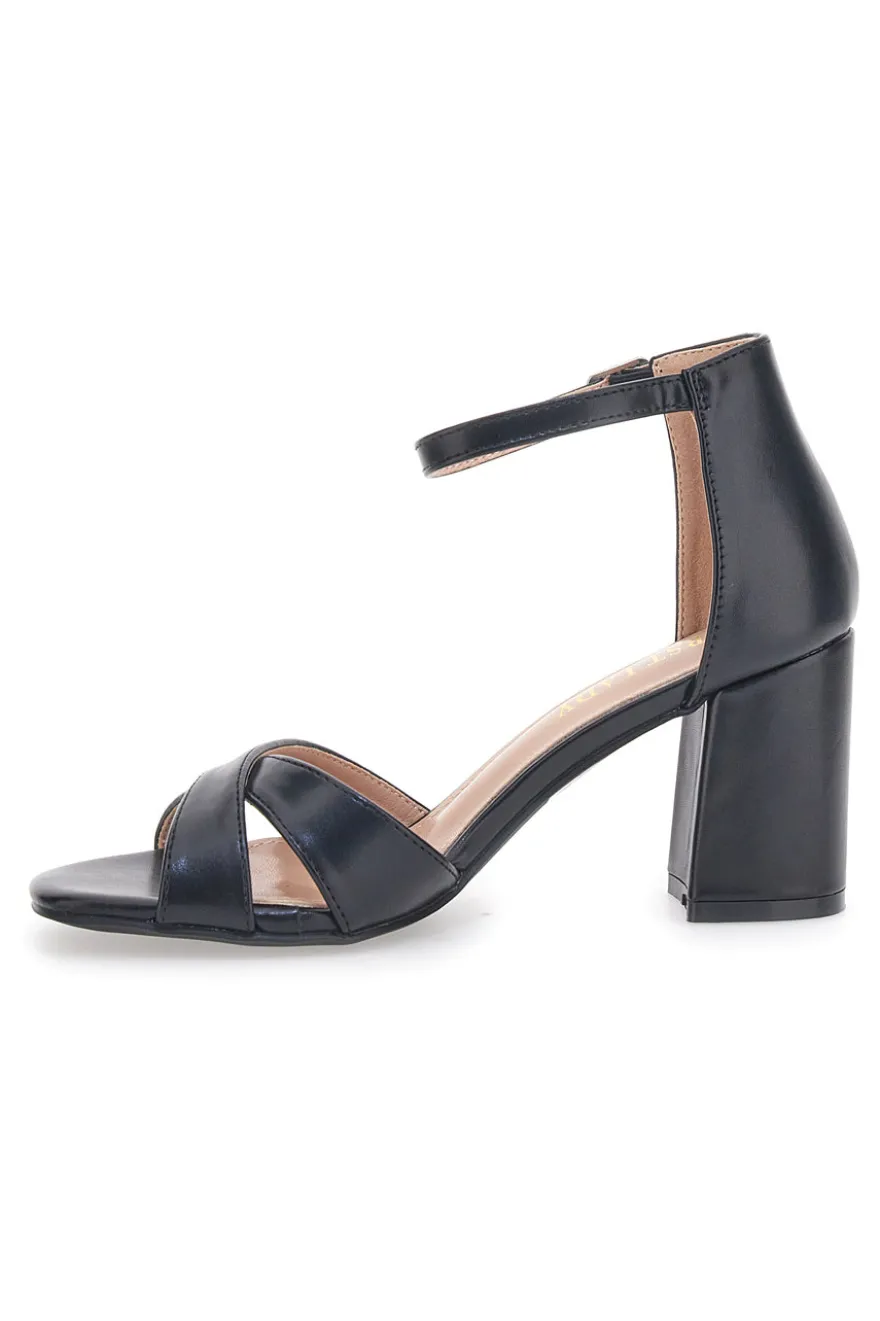 Schwarze First Lady-Sandalen mit Absatz 410